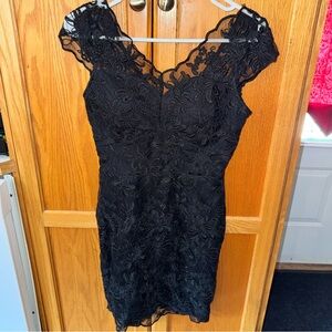 Black Lace Embroidered Mini Dress